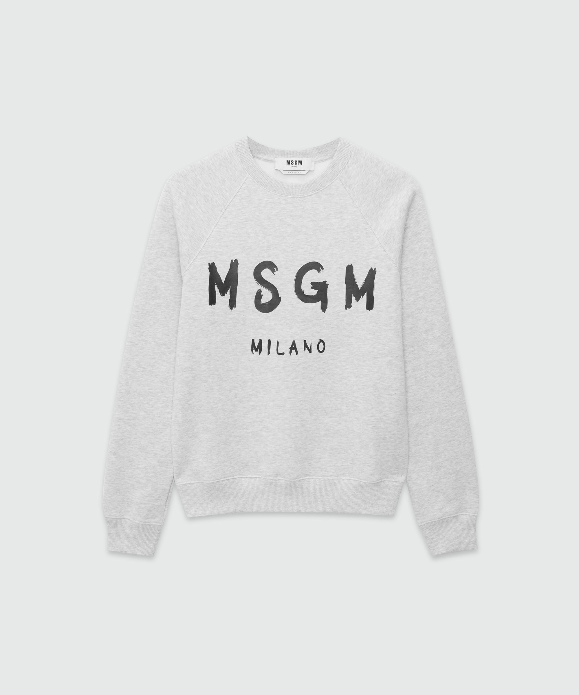 Felpa girocollo in cotone con logo pennellato MSGM Official