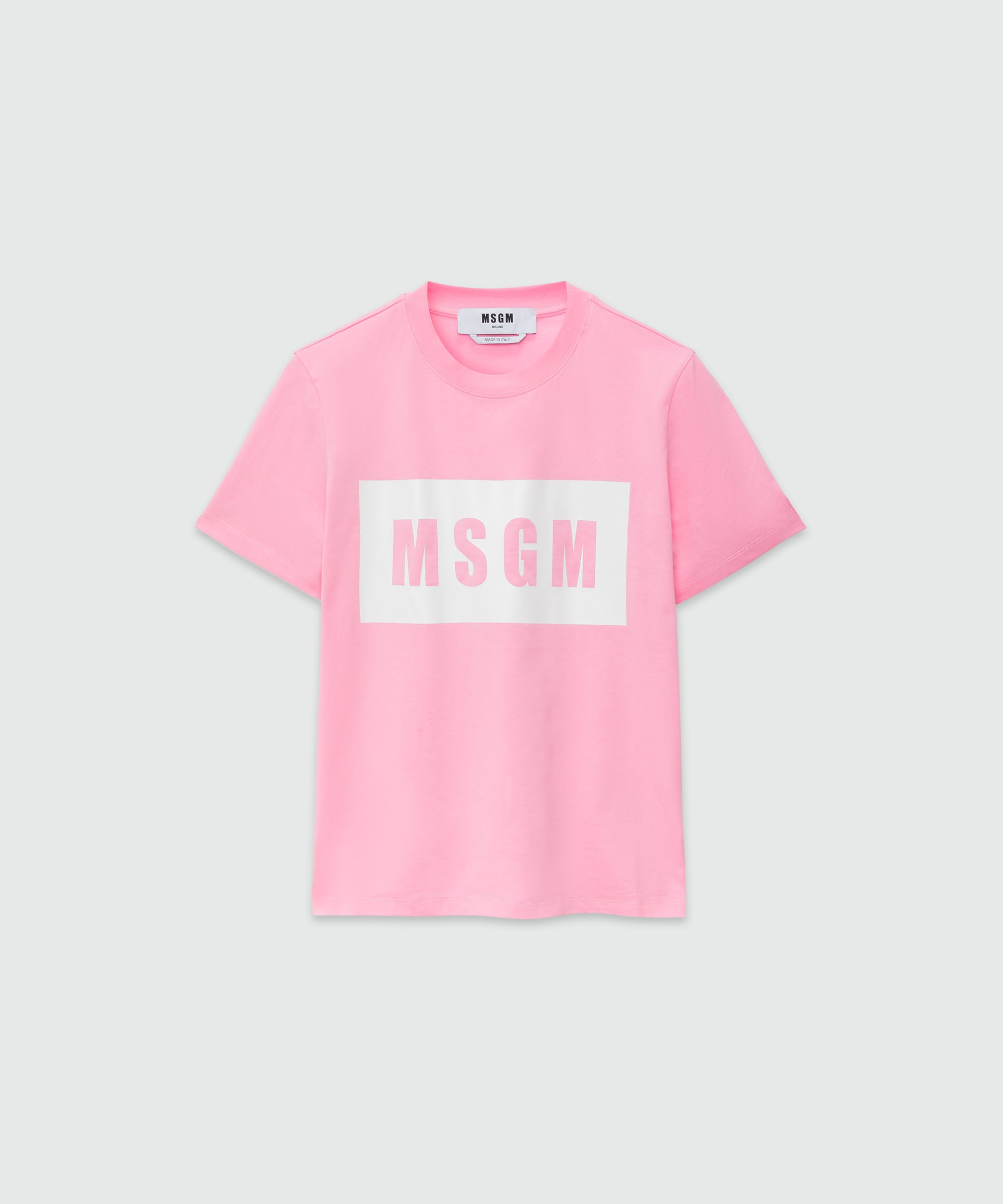 Crew neck T-shirt with MSGM box logo - MSGM Official