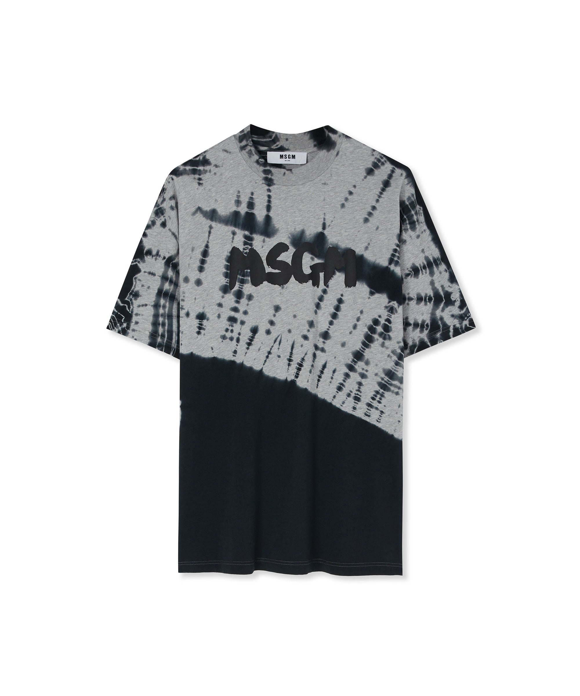 T-Shirt with new brushstroke logo and tie-dye treatment - MSGM 