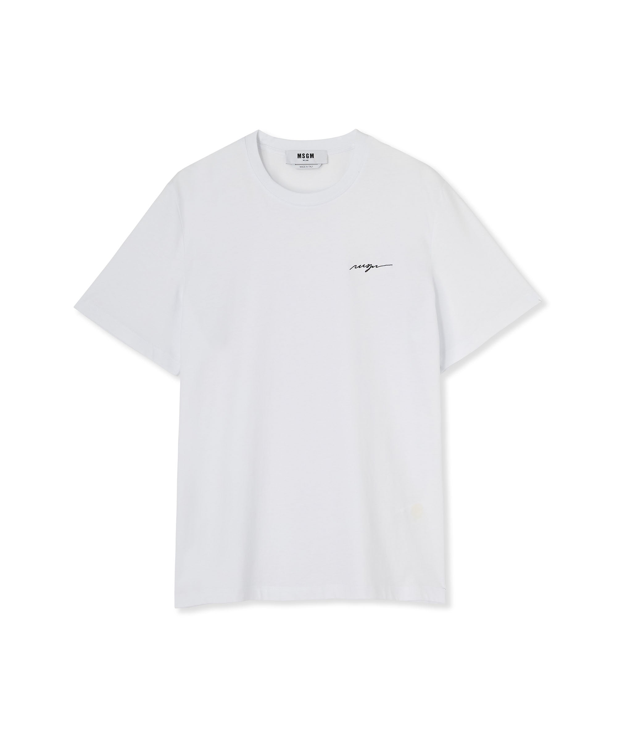 T-Shirt with embroidered cursive logo - MSGM Official