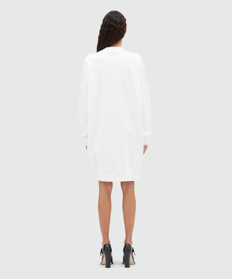 Cotton dress with brushed logo WHITE Women 
