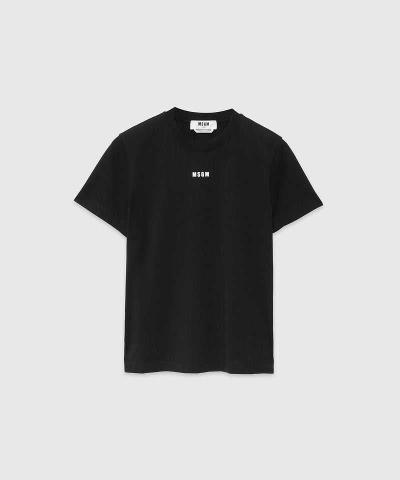 Cotton T-shirt with micro logo BLACK Women 