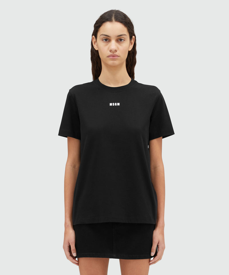 T-shirt in cotone con micro logo NERO Donna 