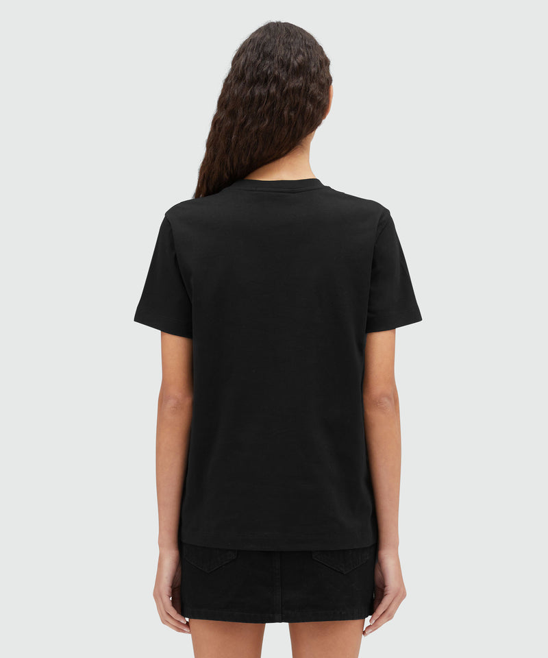 T-shirt in cotone con micro logo NERO Donna 