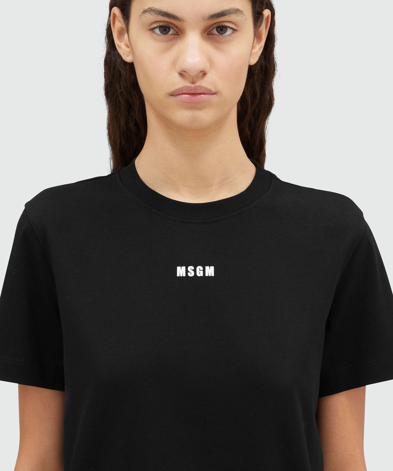 T-shirt in cotone con micro logo NERO Donna 