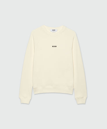 Cream jersey sweatshirt with micro logo