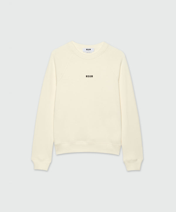 Cream jersey sweatshirt with micro logo