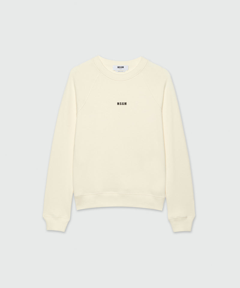 Cream jersey sweatshirt with micro logo BIANCO SPENTO Donna 