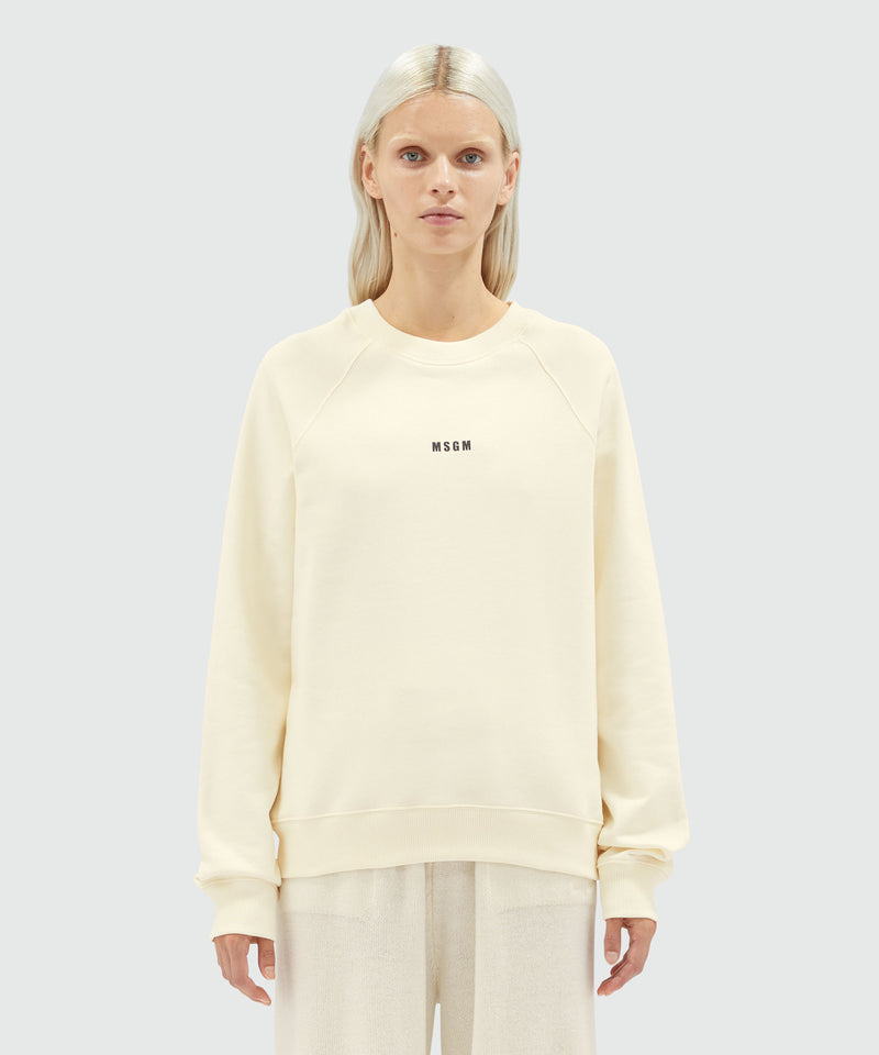 Cream jersey sweatshirt with micro logo OFF WHITE Women 