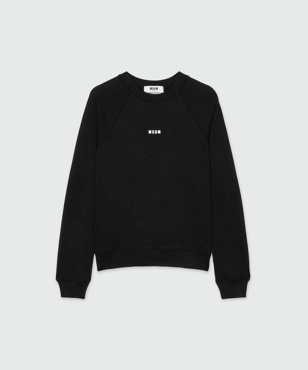 Black jersey sweatshirt with micro logo