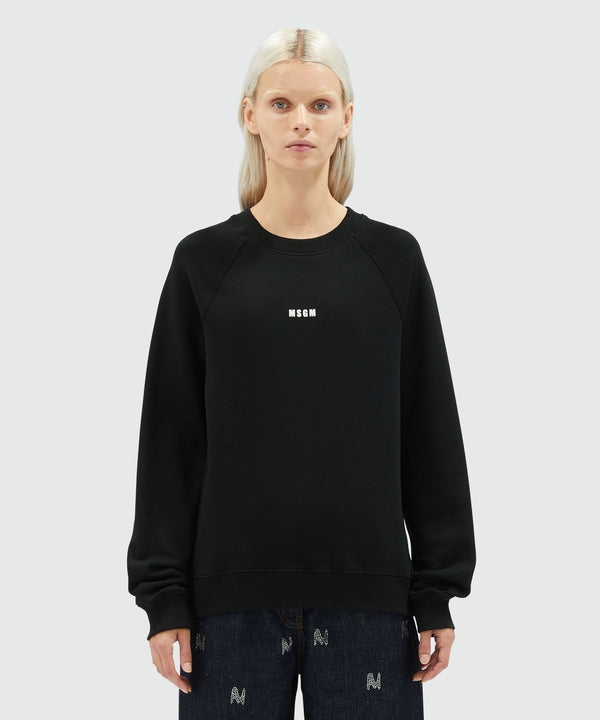 Black jersey sweatshirt with micro logo