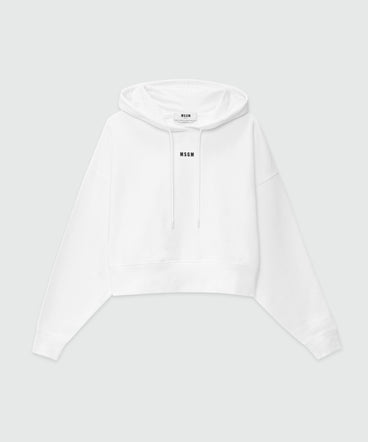 Cotton sweatshirt with hood and micro logo