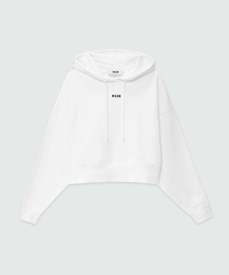 Cotton sweatshirt with hood and micro logo WHITE Women 