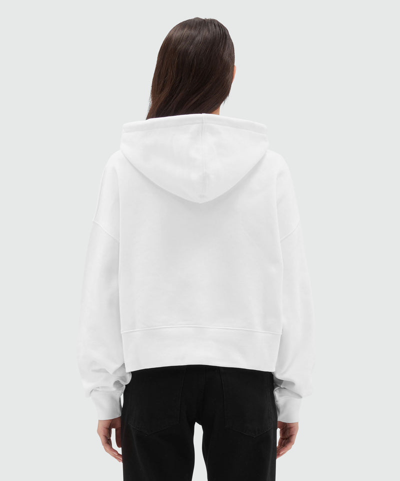 Cotton sweatshirt with hood and micro logo WHITE Women 