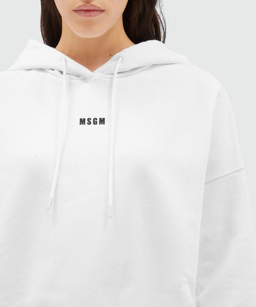 Cotton sweatshirt with hood and micro logo