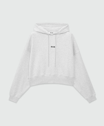 Cotton sweatshirt with hood and micro logo