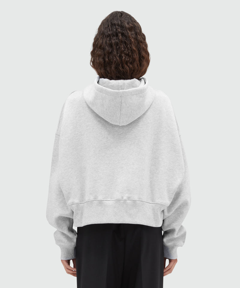 Cotton sweatshirt with hood and micro logo GREY Women 