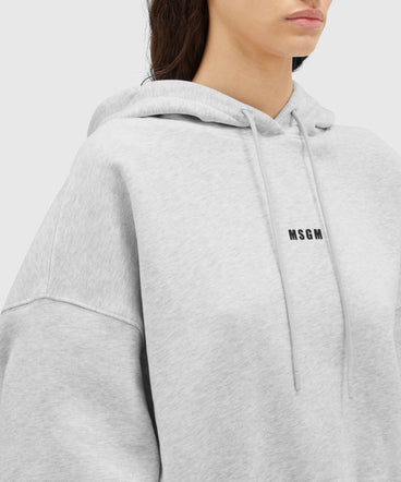 Cotton sweatshirt with hood and micro logo