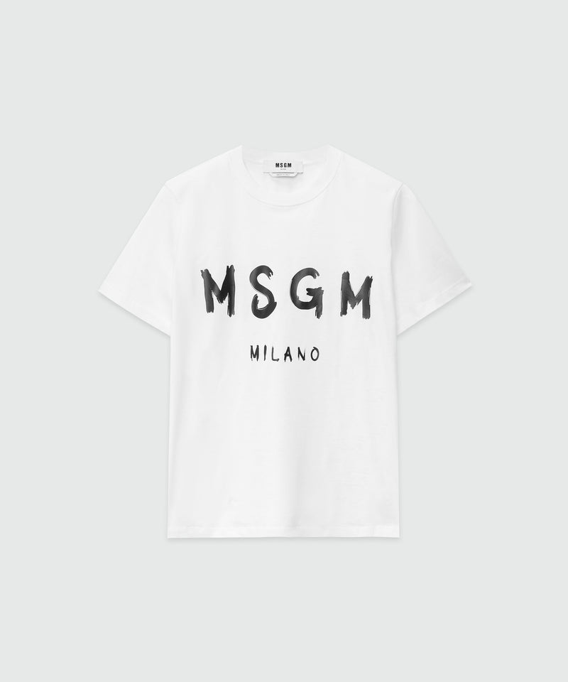 Cotton T-shirt in solid colour with logo WHITE Women 