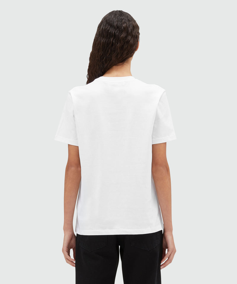 Cotton T-shirt in solid colour with logo WHITE Women 