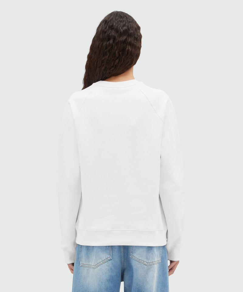 Crew neck cotton sweatshirt with a brushed logo WHITE Women 