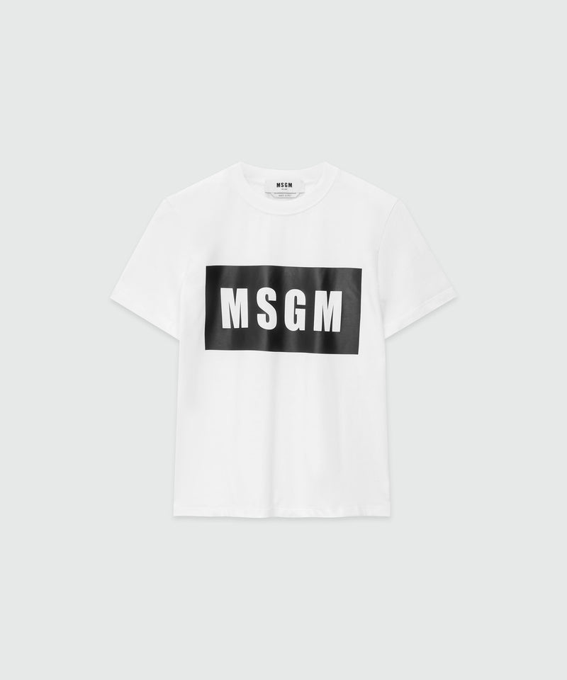 Crew neck T-shirt with MSGM box logo WHITE Women 