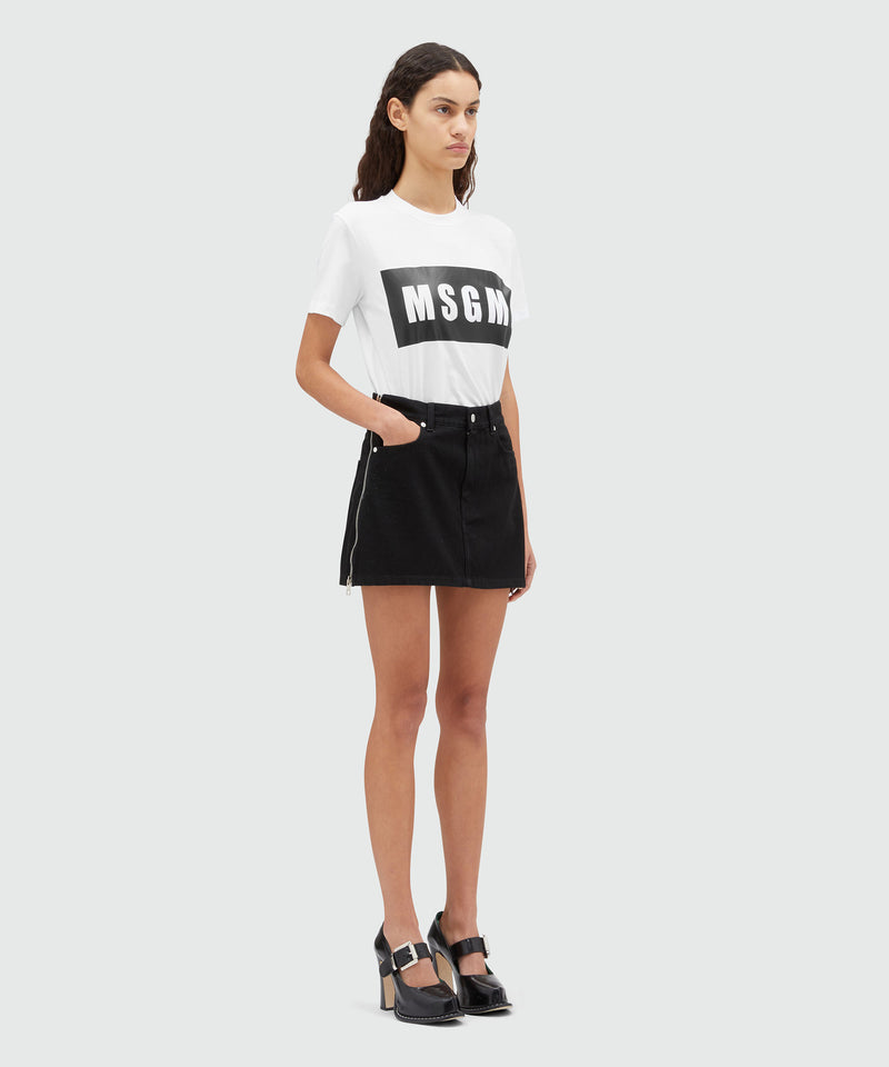 T-shirt girocollo con box logo MSGM BIANCO Donna 