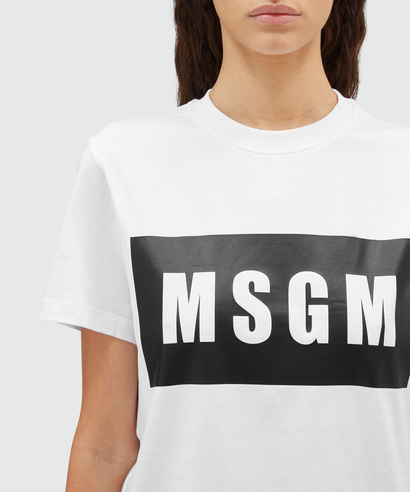 Crew neck T-shirt with MSGM box logo WHITE Women 