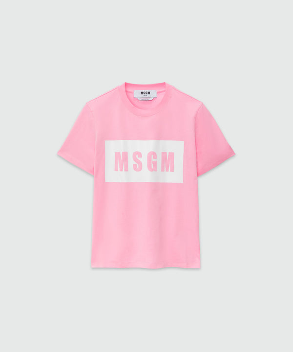 T-shirt girocollo con box logo MSGM