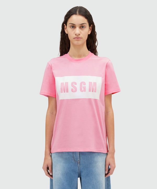 T-shirt girocollo con box logo MSGM