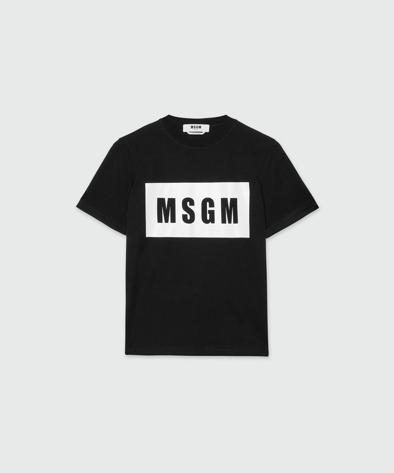 Crew neck T-shirt with MSGM box logo BLACK Women 