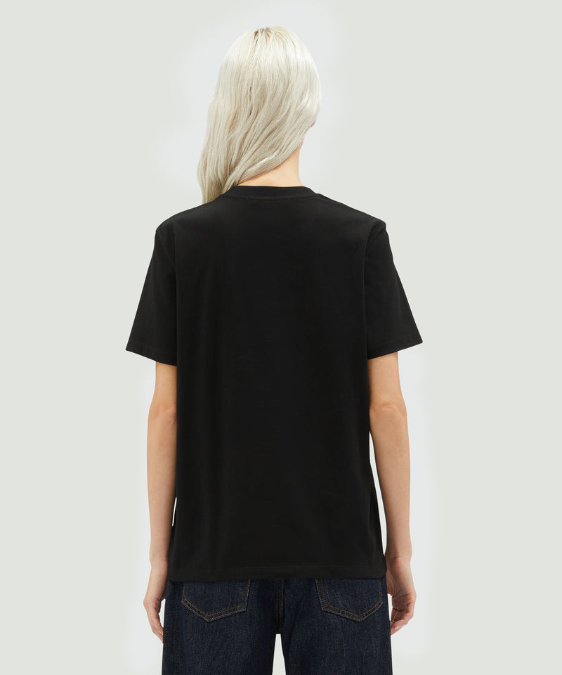 Crew neck T-shirt with MSGM box logo BLACK Women 