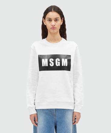 Crew neck cotton sweatshirt in a solid colour