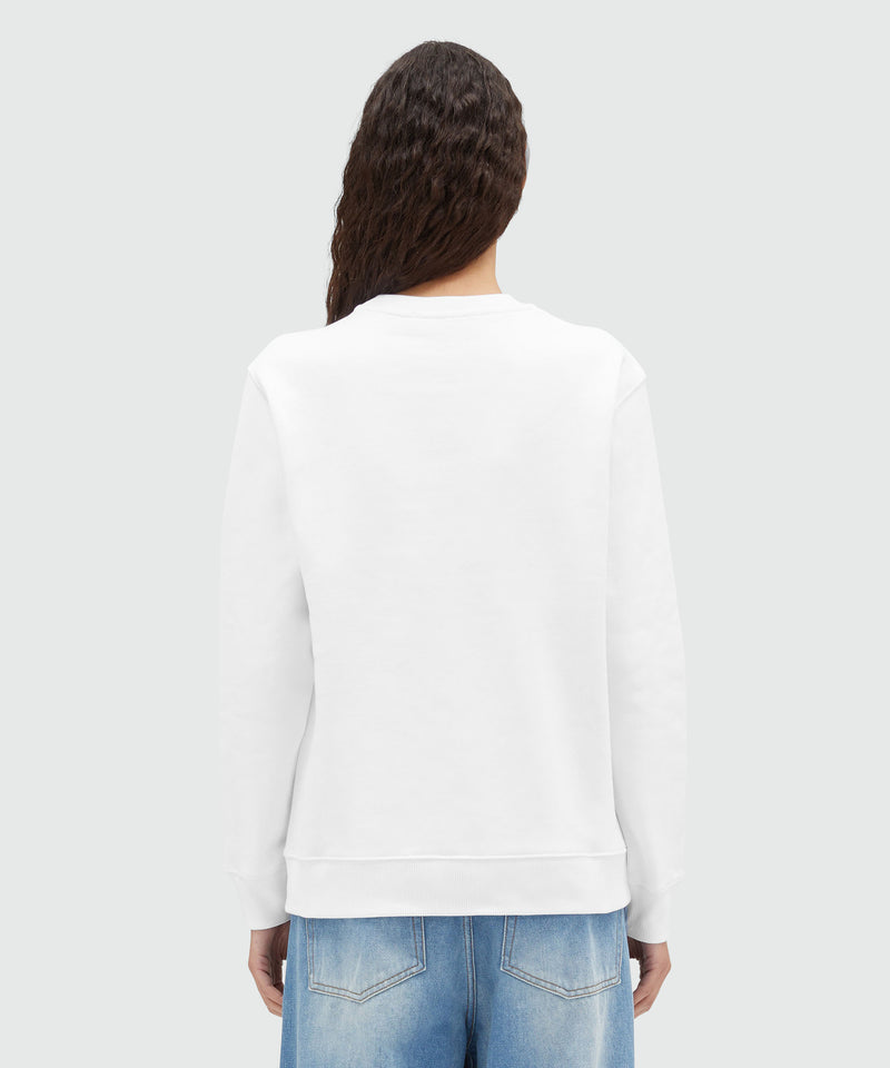 Crew neck cotton sweatshirt in a solid colour WHITE Women 