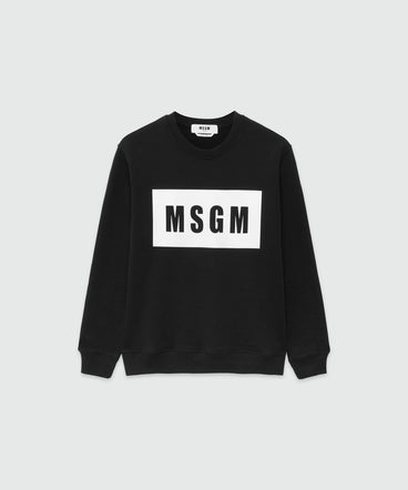 Crew neck cotton sweatshirt in a solid colour