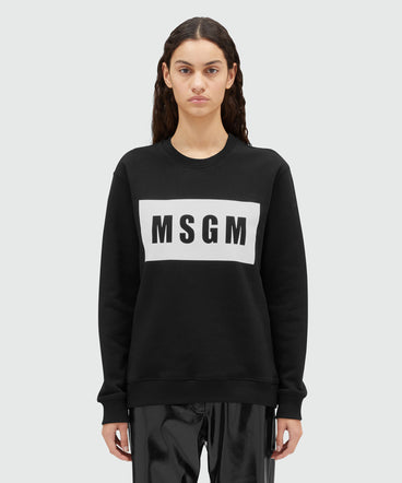 Crew neck cotton sweatshirt in a solid colour