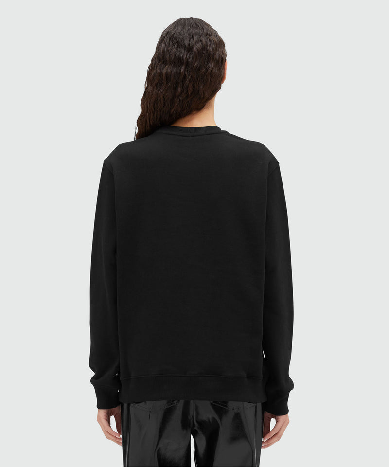 Crew neck cotton sweatshirt in a solid colour BLACK Women 