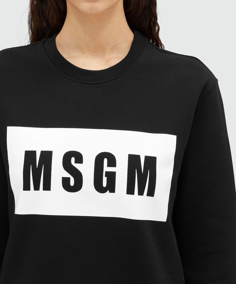 Crew neck cotton sweatshirt in a solid colour BLACK Women 