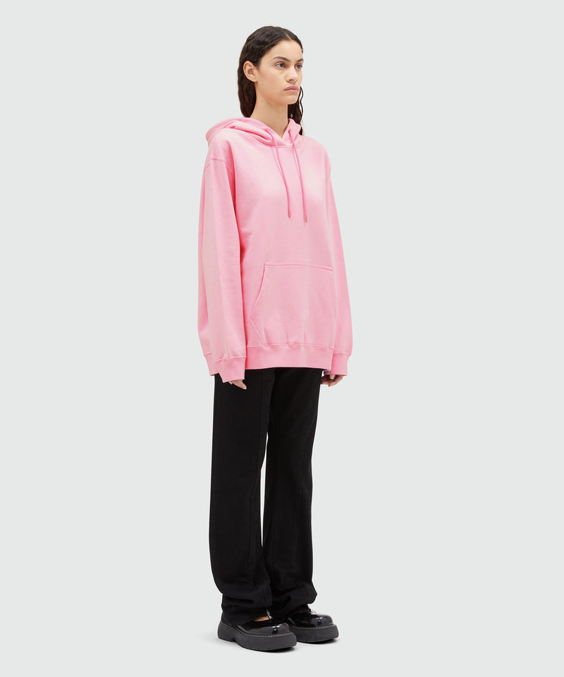 Felpa oversize con stampa maxi logo sul cappuccio ROSA Donna 