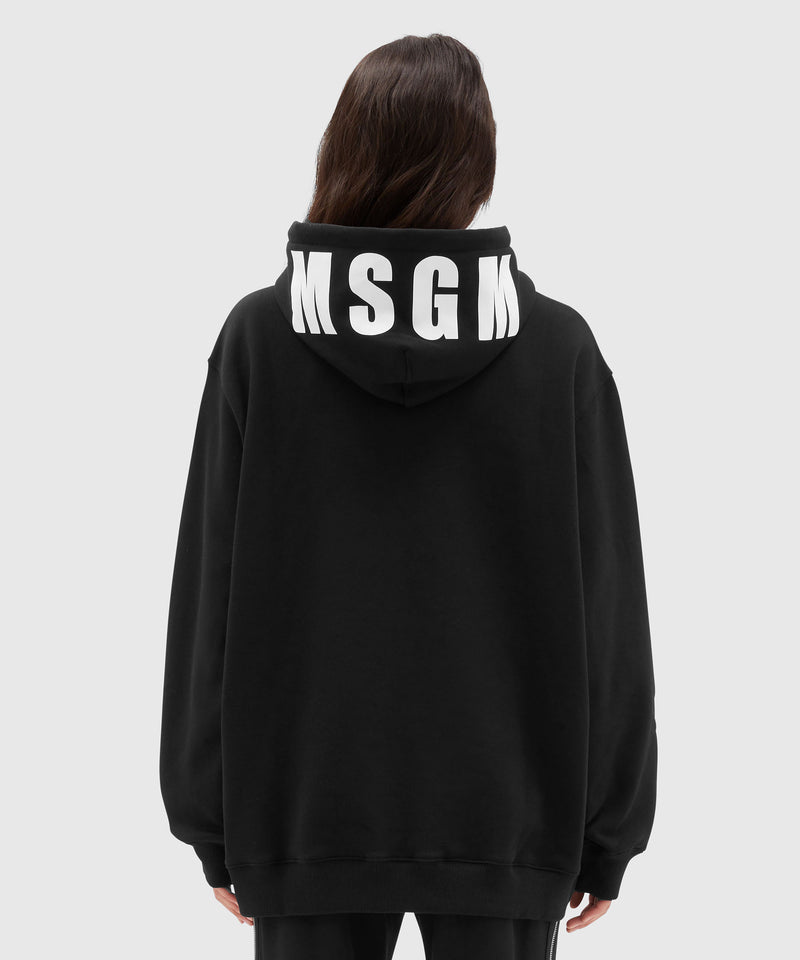 Oversized sweatshirt with a maxi logo print on the hood BLACK Women 