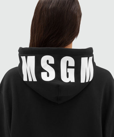 Oversized sweatshirt with a maxi logo print on the hood