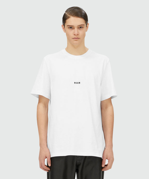White jersey T-shirt with micro logo print