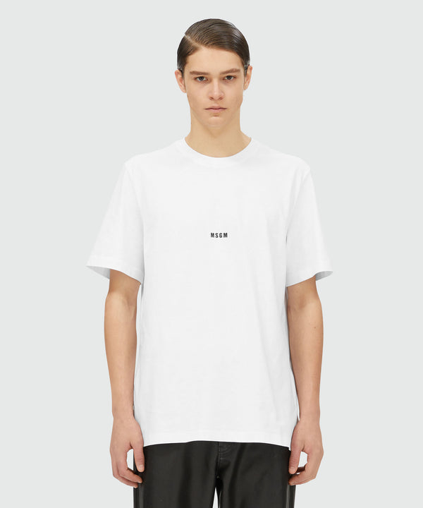 Round neck cotton T-shirt with micro logo