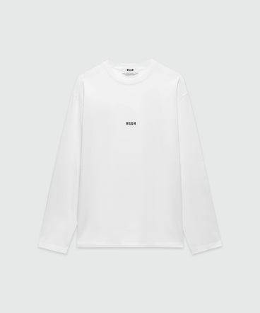 White jersey T-shirt with micro logo print