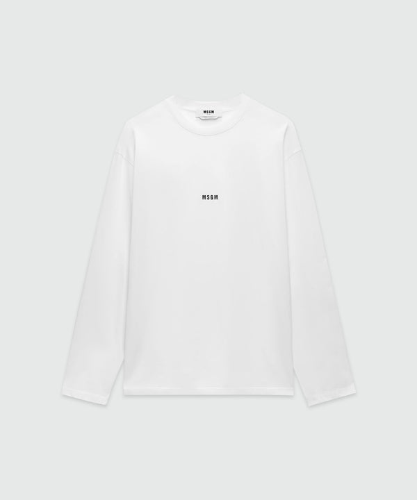 White jersey T-shirt with micro logo print