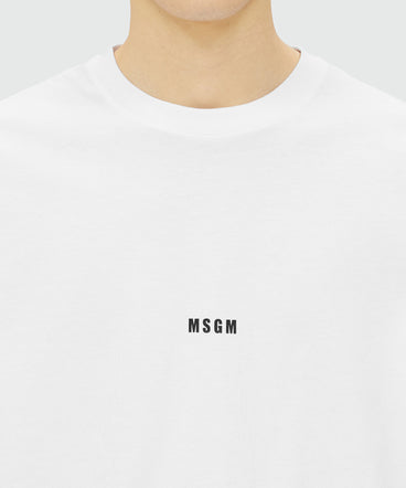 White jersey T-shirt with micro logo print