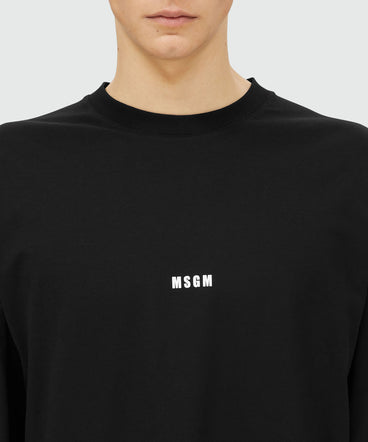 Black jersey T-shirt with micro logo print