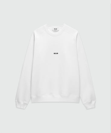 Crew neck cotton sweatshirt with a micro logo