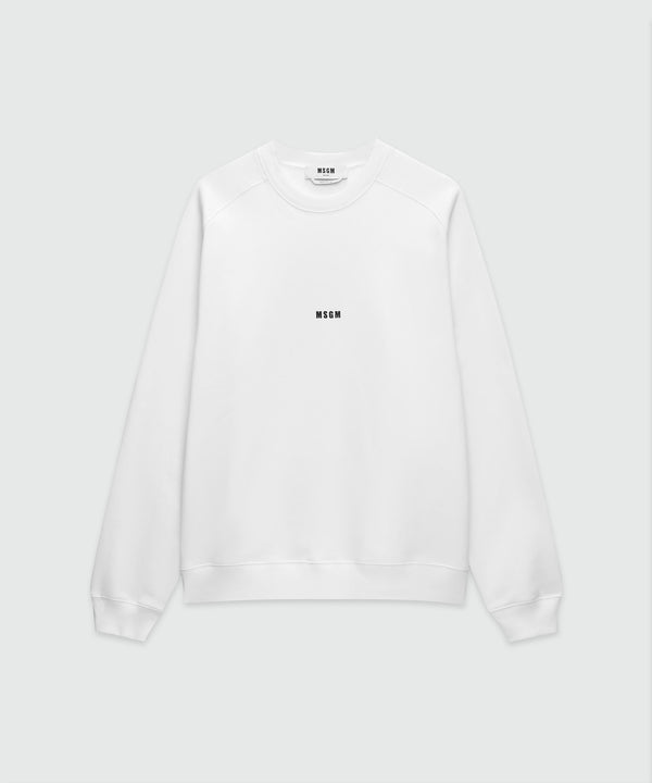 White cotton sweatshirt with micro logo print