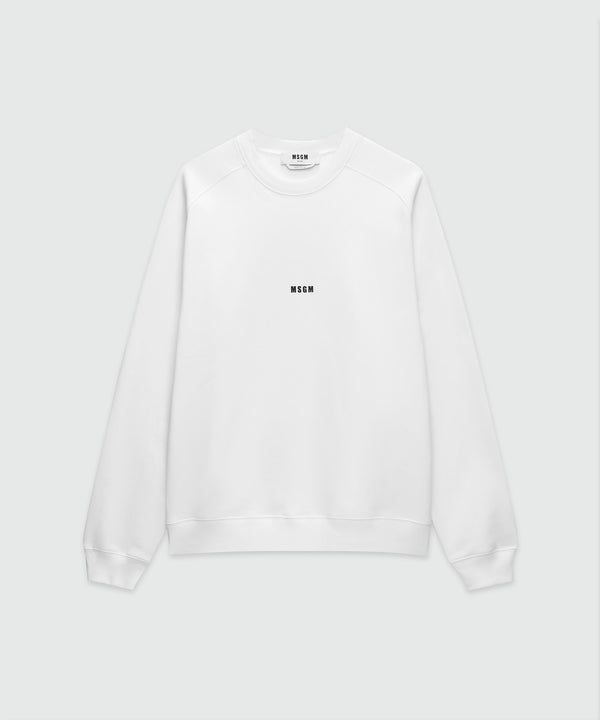 Crew neck cotton sweatshirt with a micro logo